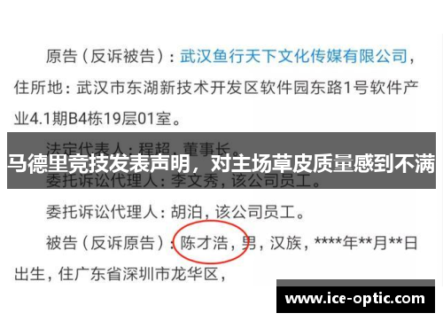 马德里竞技发表声明，对主场草皮质量感到不满